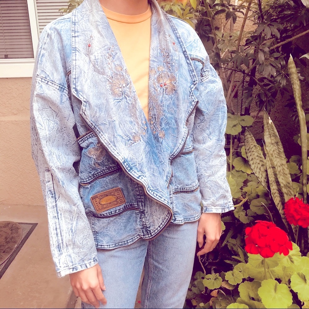 Vintage 80’s blue Fiqur oversized denim jacket